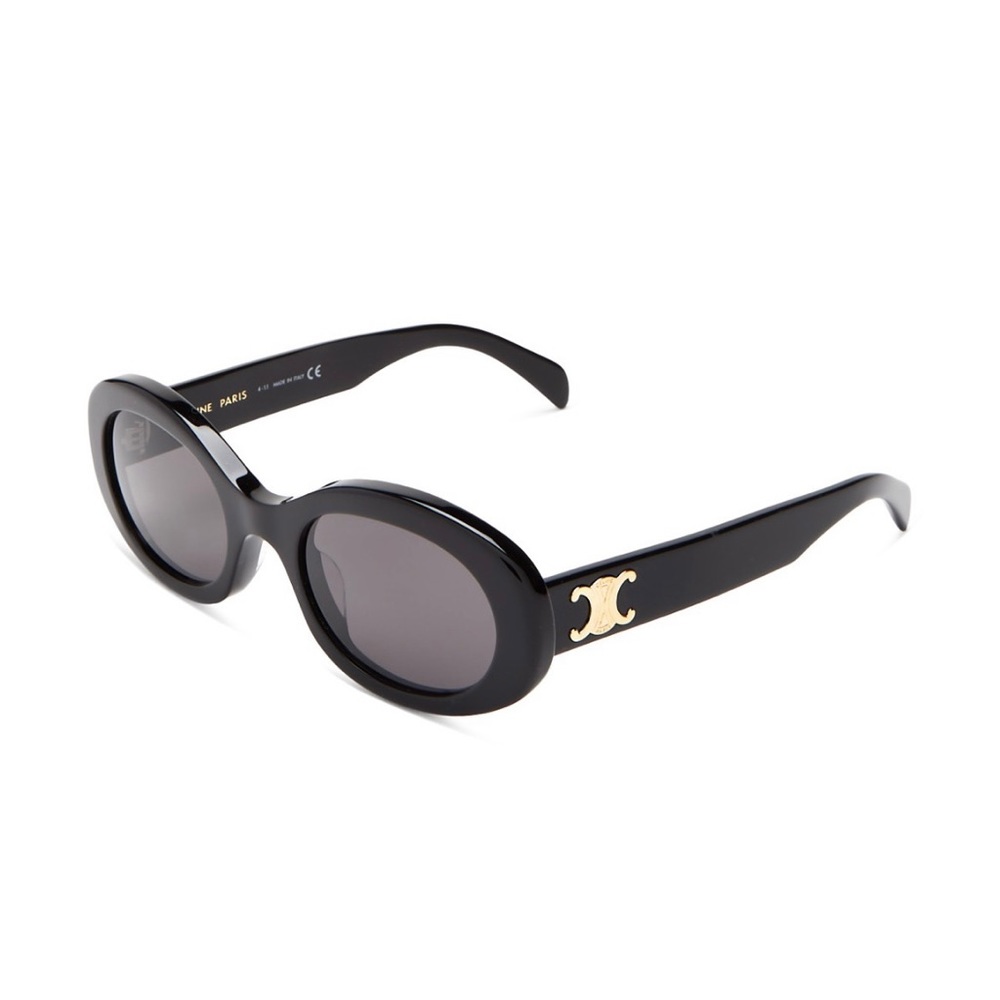 NIC 🖤 CELINE “Triomphe” Oval Sunglasses in Black & Gold